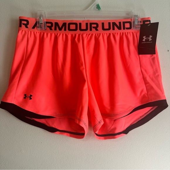 NWT Under Armour Orange & Black Athletic Performance Workout Shorts - Picture 2 of 4